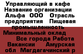 Управляющий в кафе › Название организации ­ Альфа, ООО › Отрасль предприятия ­ Пищевая промышленность › Минимальный оклад ­ 15 000 - Все города Работа » Вакансии   . Амурская обл.,Магдагачинский р-н